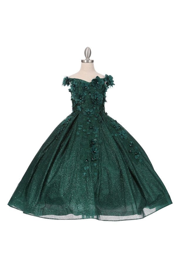 Girls 3D Floral Glitter Gown by Cinderella Couture 8020