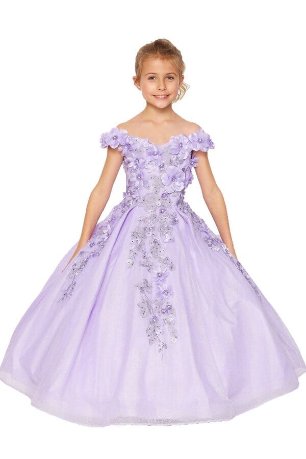 Girls 3D Floral Glitter Gown by Cinderella Couture 8020