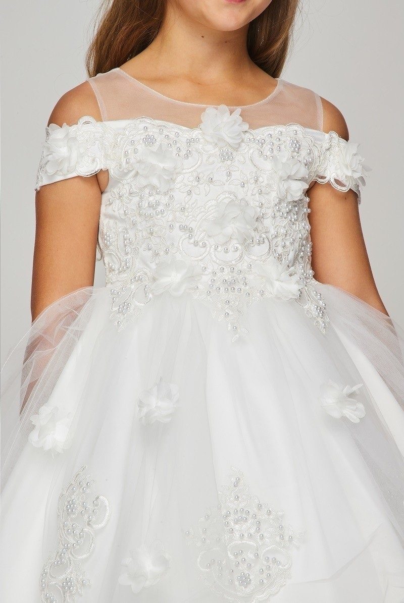 Girls 3D Floral High Low Dress by Cinderella Couture 9119