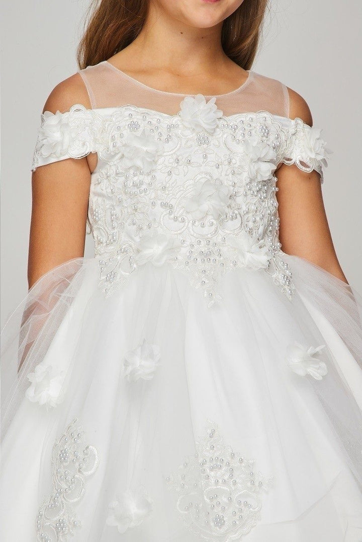 Girls 3D Floral High Low Dress by Cinderella Couture 9119
