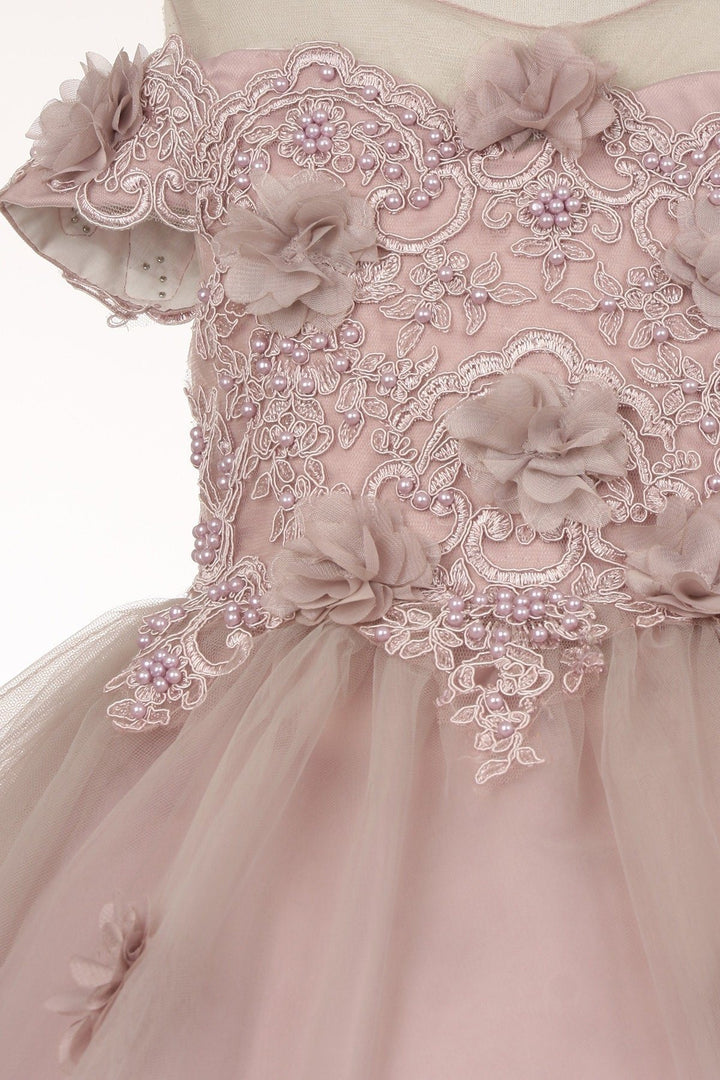 Girls 3D Floral High Low Dress by Cinderella Couture 9119