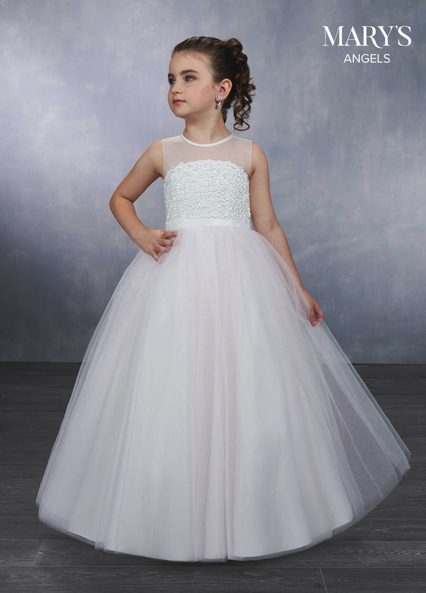 Girls 3D Floral Long Sleeveless Dress by Mary's Bridal MB9044