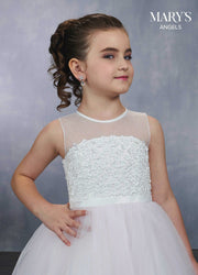 Girls 3D Floral Long Sleeveless Dress by Mary's Bridal MB9044