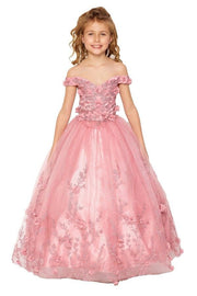 Girls 3D Floral Off Shoulder Gown by Cinderella Couture 8026