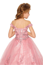 Girls 3D Floral Off Shoulder Gown by Cinderella Couture 8026