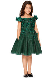 Girls 3D Floral Short Off Shoulder Dress by Cinderella Couture 5120