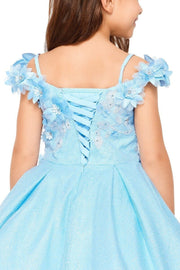 Girls 3D Floral Short Off Shoulder Dress by Cinderella Couture 5120