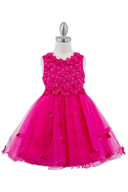 Girls 3D Floral Short Sleeveless Dress by Cinderella Couture 9219