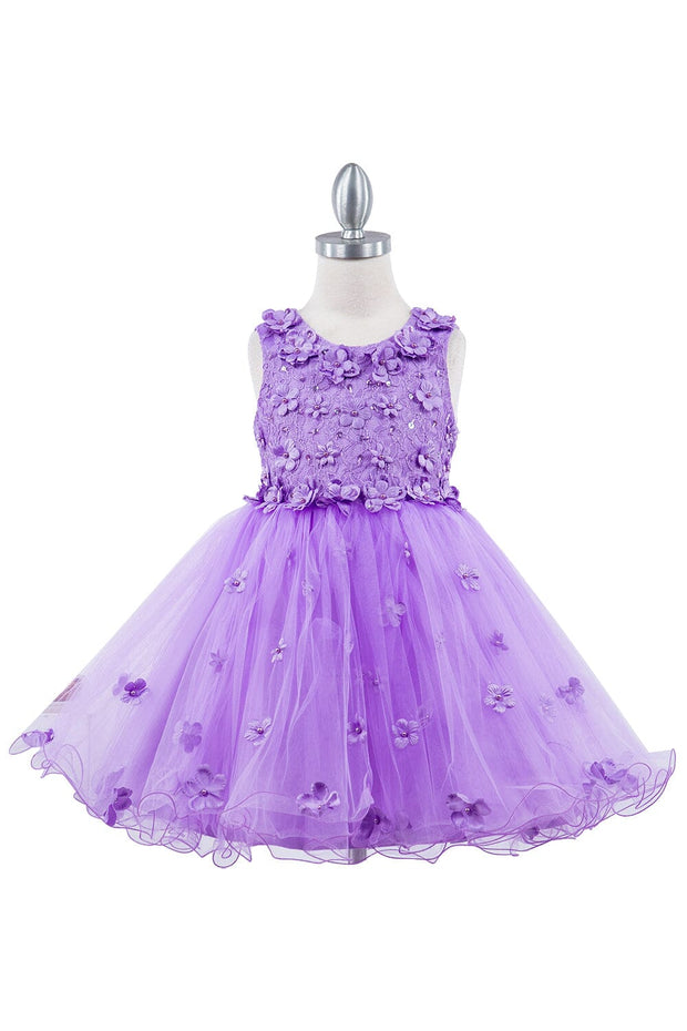 Girls 3D Floral Short Sleeveless Dress by Cinderella Couture 9219