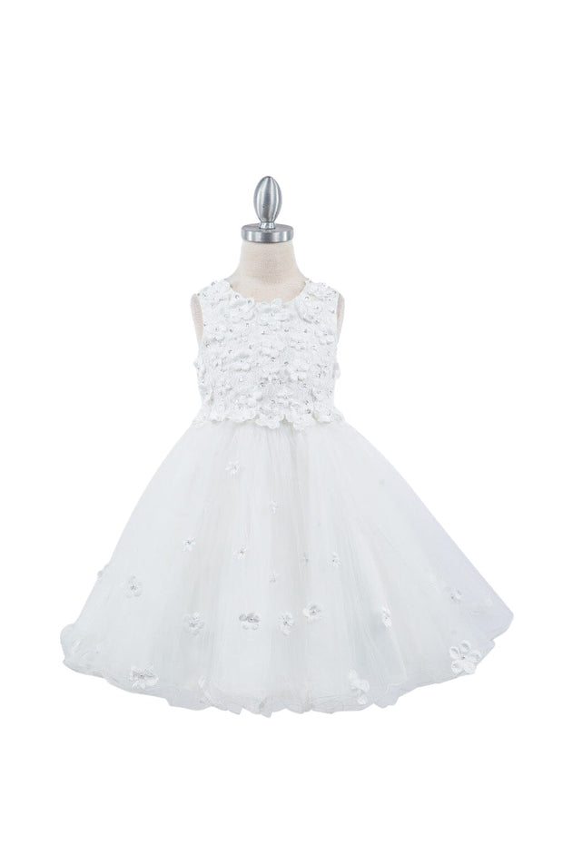 Girls 3D Floral Short Sleeveless Dress by Cinderella Couture 9219