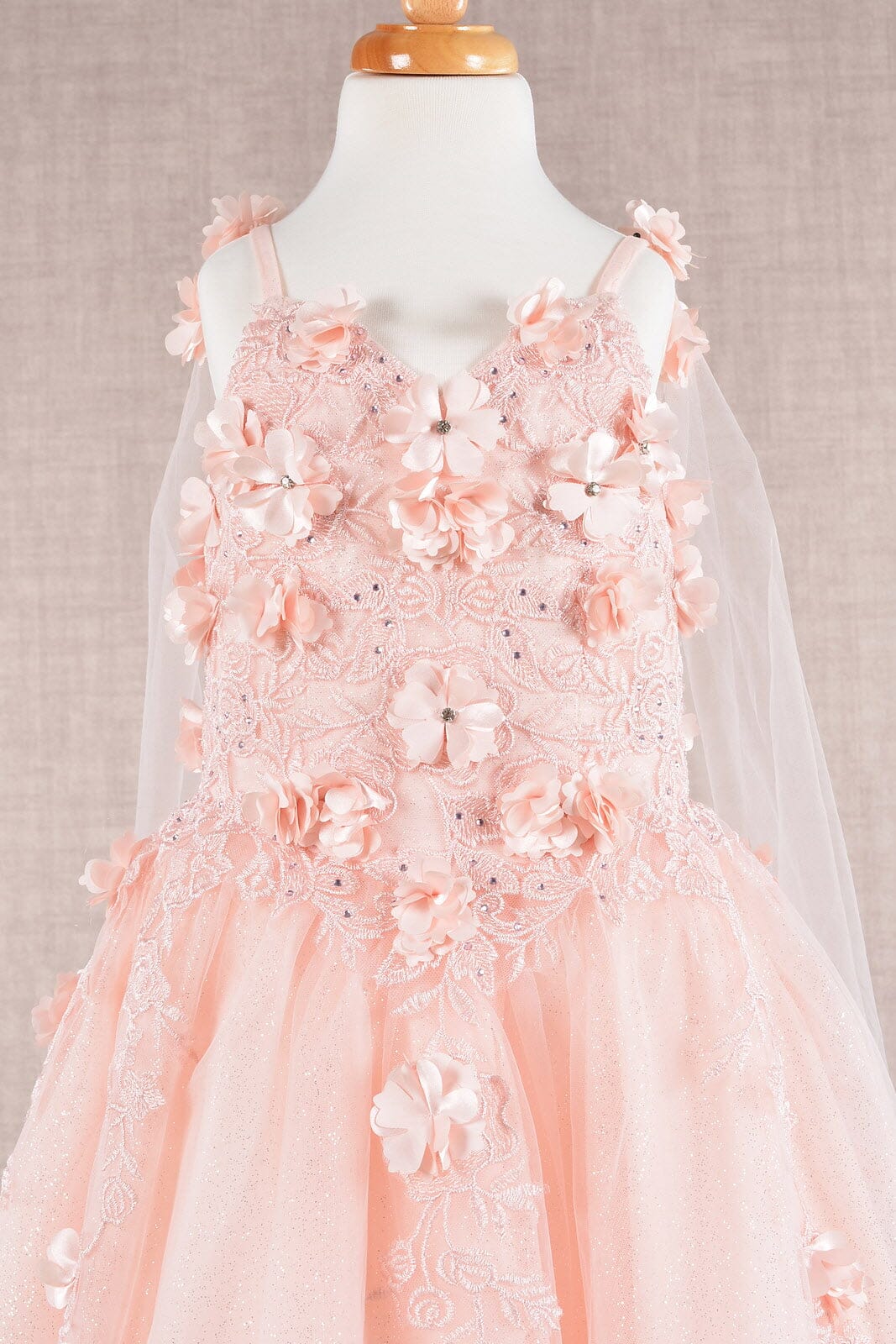 Girls 3D Floral Sleeveless Cape Gown by Elizabeth K GK111