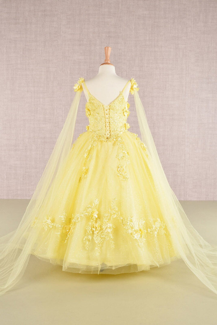 Girls 3D Floral Sleeveless Cape Gown by Elizabeth K GK111