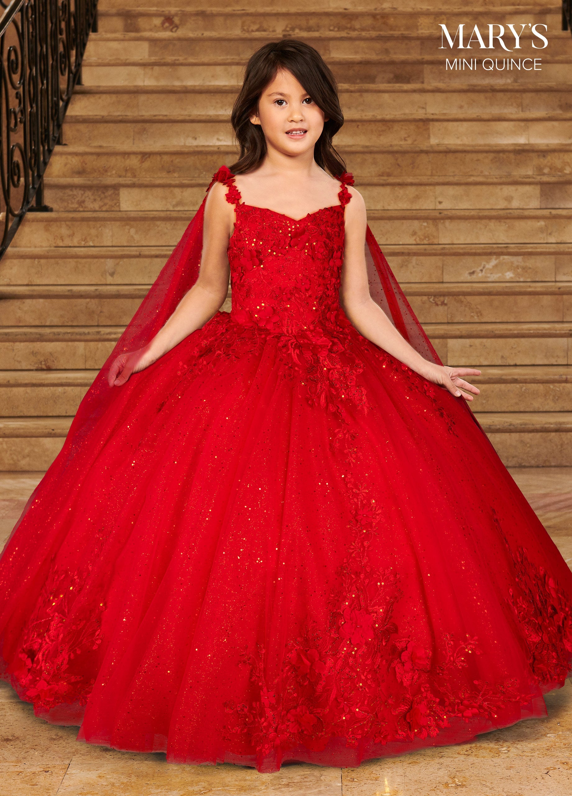 【期間限定！最安値挑戦】 Girls 3D Fashion ABC – MQ4031 Bridal Mary's by Gown Tulle Floral ジャケット・アウター