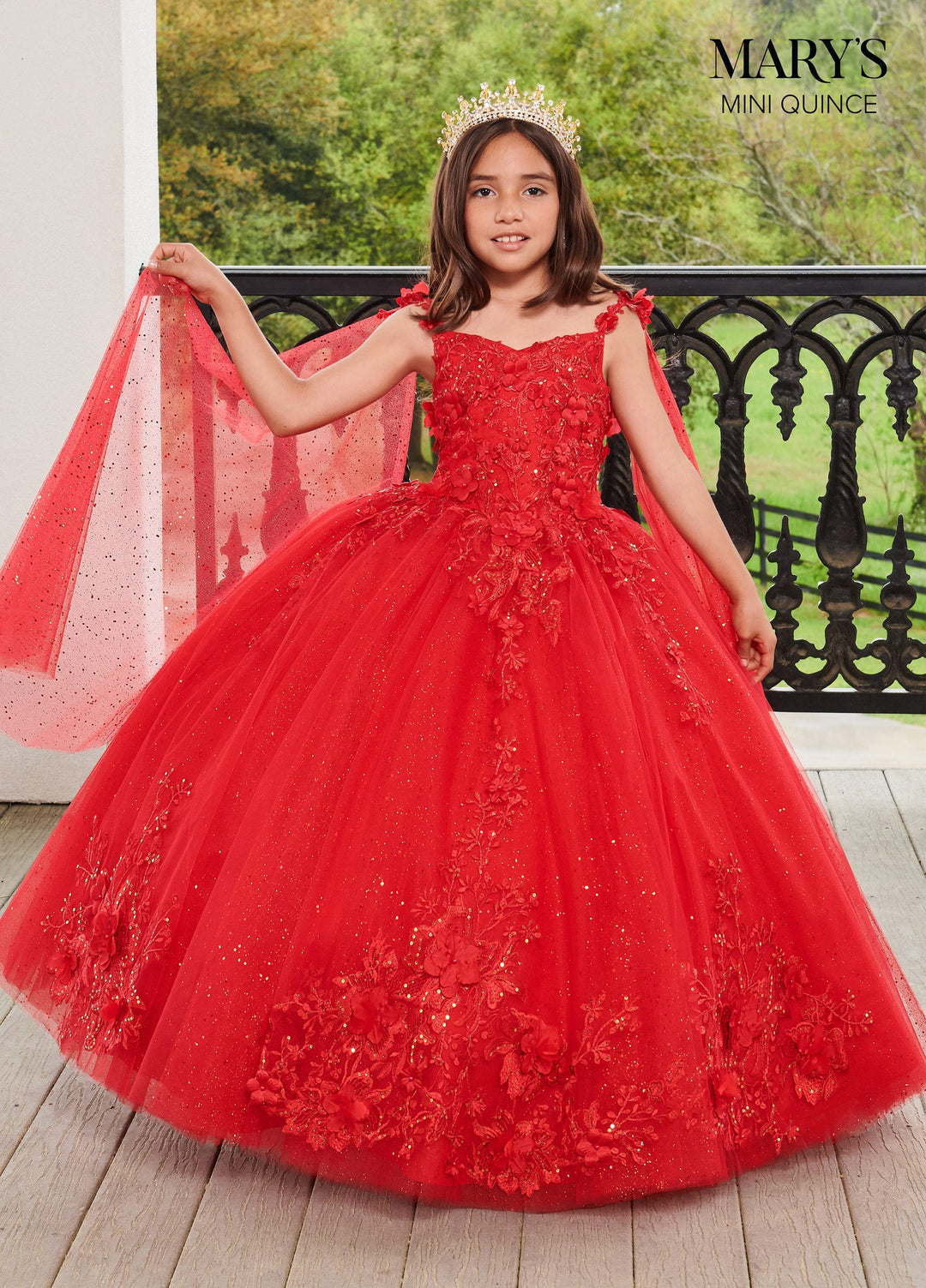 Girls 3D Floral Tulle Gown by Mary's Bridal MQ4031