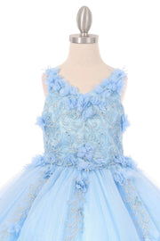Girls 3D Floral V-Neck Ball Gown by Cinderella Couture 8025