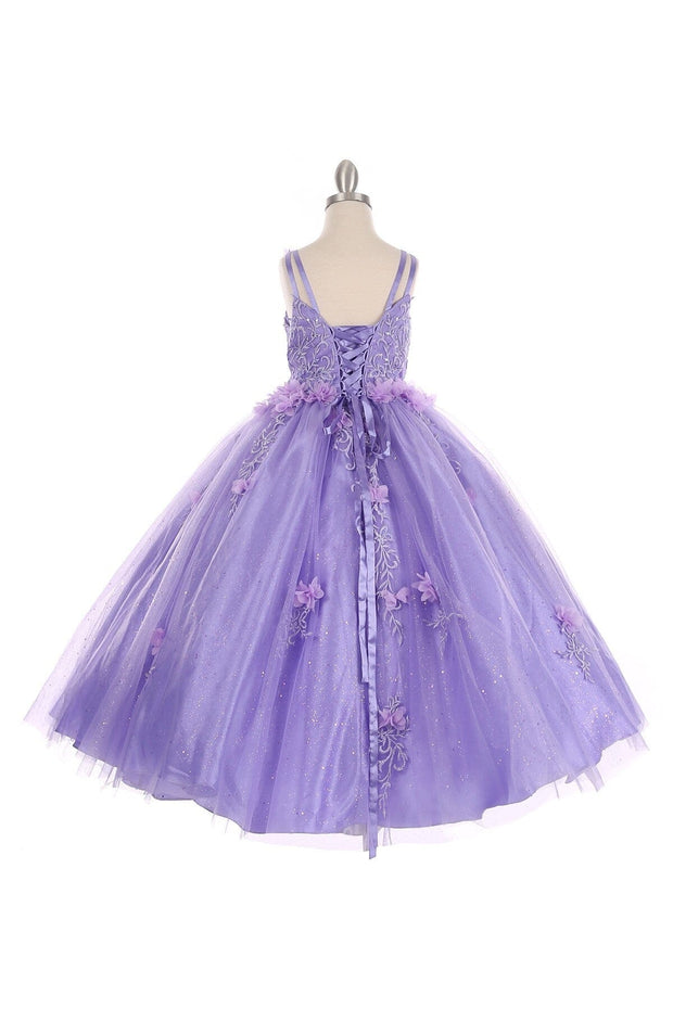 Girls 3D Floral V-Neck Ball Gown by Cinderella Couture 8025