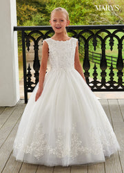 Girls Applique Cap Sleeve Gown by Mary's Bridal MB9101