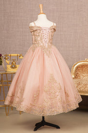 Girls Applique Cold Shoulder Dress by Elizabeth K GK100