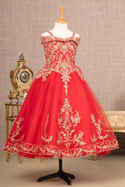 Girls Applique Cold Shoulder Dress by Elizabeth K GK100