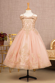 Girls Applique Cold Shoulder Dress by Elizabeth K GK100