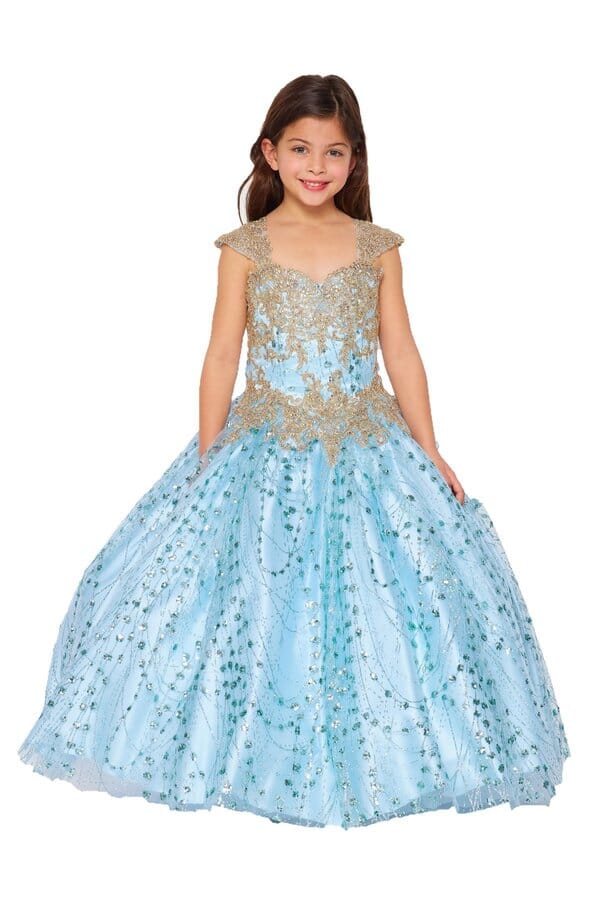 Girls Applique Glitter Gown by Cinderella Couture 8024
