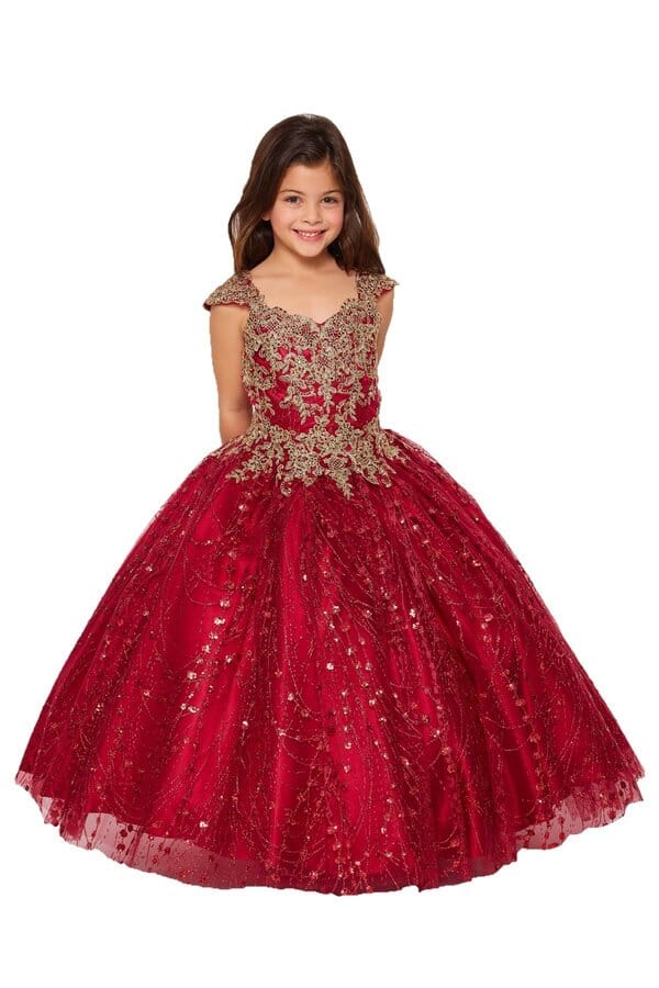 Girls Applique Glitter Gown by Cinderella Couture 8024