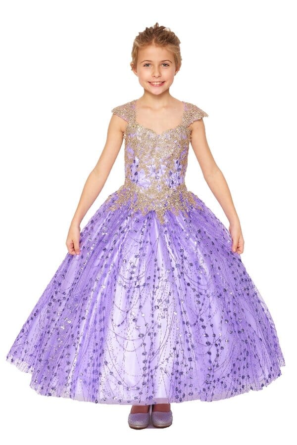 Girls Applique Glitter Gown by Cinderella Couture 8024