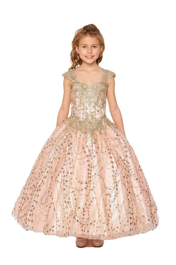 Girls Applique Glitter Gown by Cinderella Couture 8024