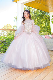 Girls Applique Puff Sleeve Gown by Cinderella Couture 5114