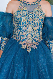 Girls Applique Short Puff Sleeve Dress by Cinderella Couture 5113