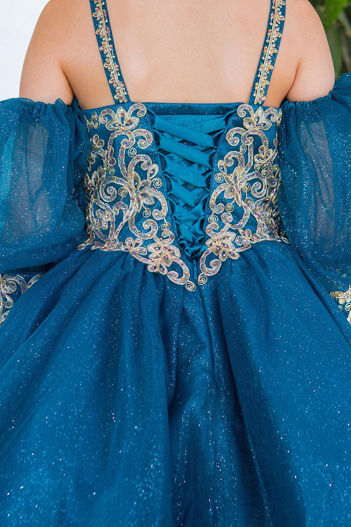 Girls Applique Short Puff Sleeve Dress by Cinderella Couture 5113