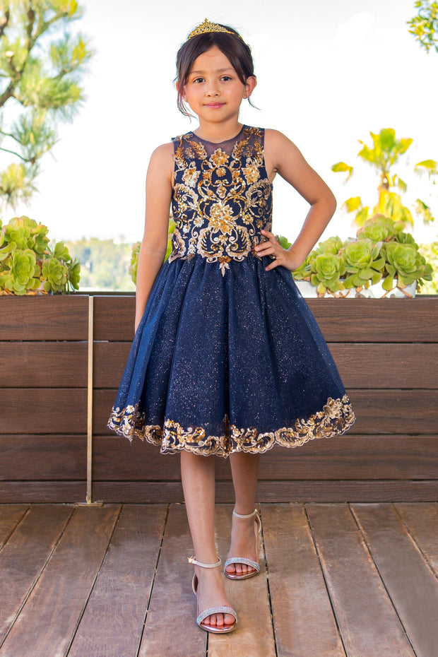 Girls Applique Short Sleeveless Dress by Cinderella Couture 5124