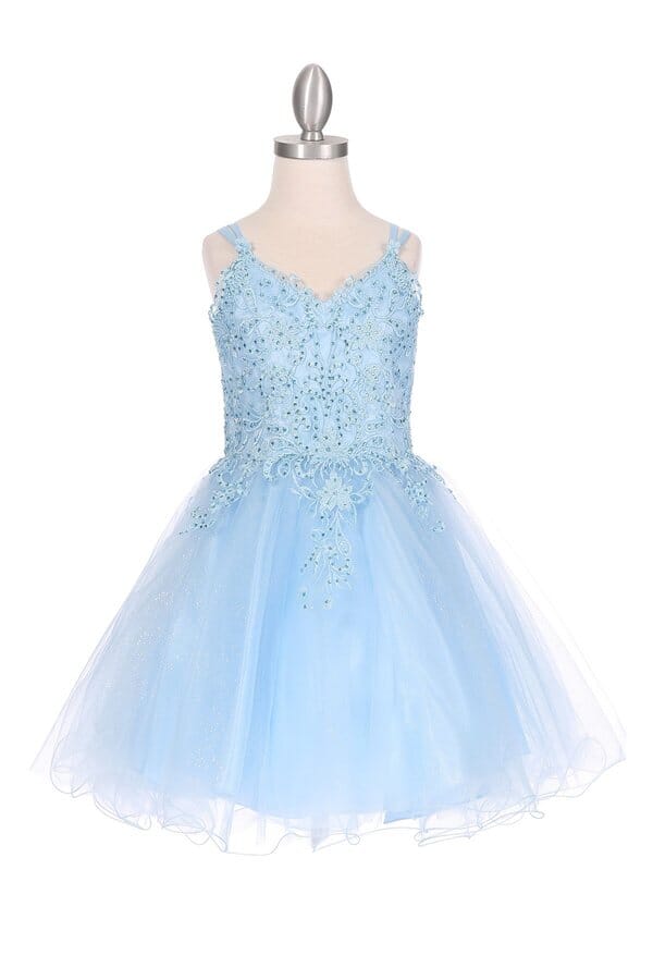 Girls Applique Short Sleeveless Dress by Cinderella Couture 5125