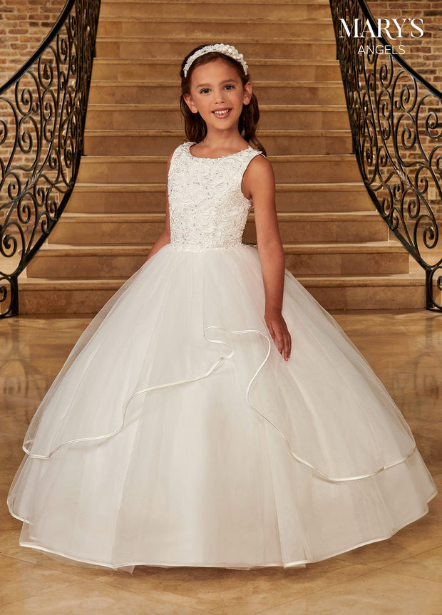 Girls Applique Sleeveless Gown by Mary's Bridal MB9091