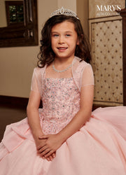 Girls Applique Sleeveless Gown by Mary's Bridal MQ4036