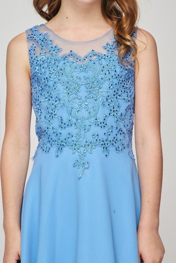 Girls Applique Tea Length Dress by Cinderella Couture 5089