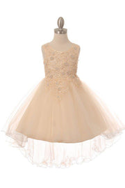 Girls Beaded High Low Tulle Dress by Cinderella Couture 9086-Girls Formal Dresses-ABC Fashion