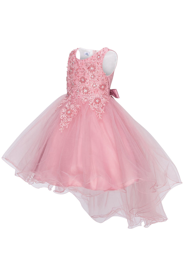 Girls Beaded High Low Tulle Dress by Cinderella Couture 9086