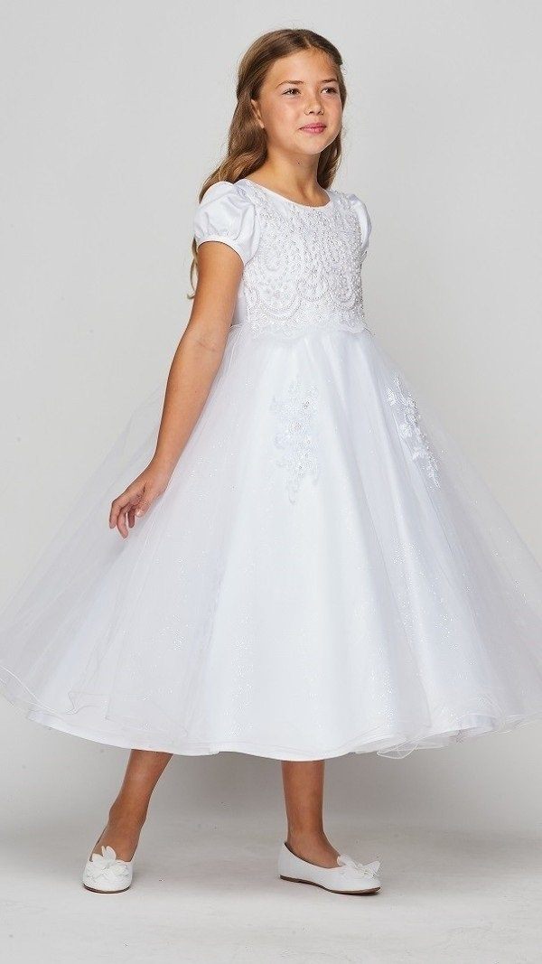 Girls Beaded Lace Short Sleeve Dress by Cinderella Couture 2011
