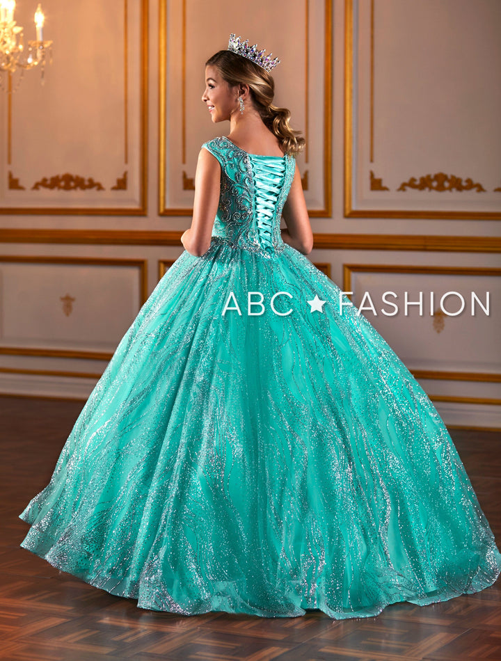 Girls Beaded Long Glitter Dress by Tiffany Princess 13575-Girls Formal Dresses-ABC Fashion
