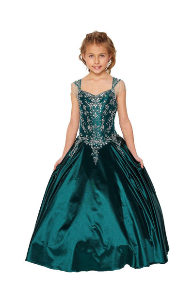 Girls Beaded Satin Gown by Cinderella Couture 8016