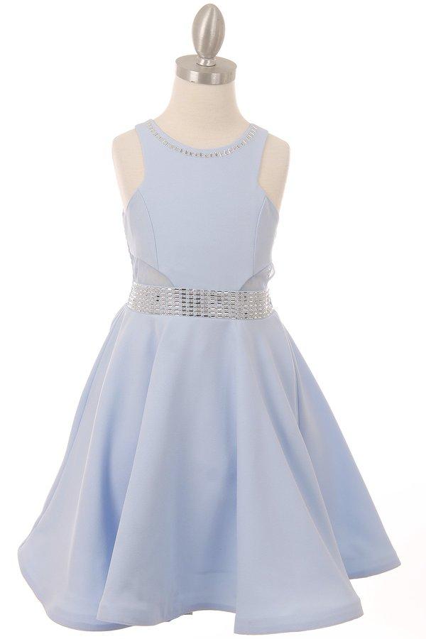 Girls Beaded Short Satin Dress by Cinderella Couture 5071-Girls Formal Dresses-ABC Fashion
