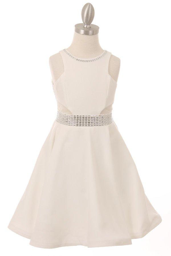 Girls Beaded Short Satin Dress by Cinderella Couture 5071-Girls Formal Dresses-ABC Fashion