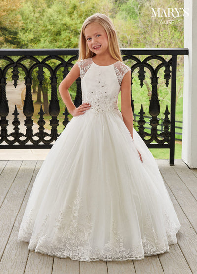 Girls Cap Sleeve Gown by Mary's Bridal MB9105