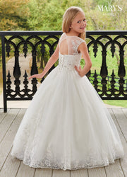 Girls Cap Sleeve Gown by Mary's Bridal MB9105