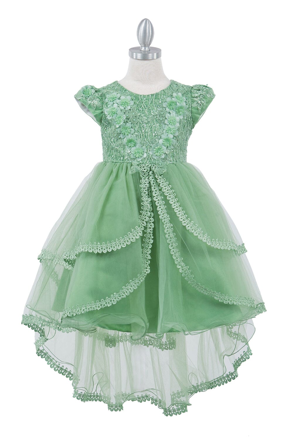 Girls Cap Sleeve High Low Dress by Cinderella Couture 9123