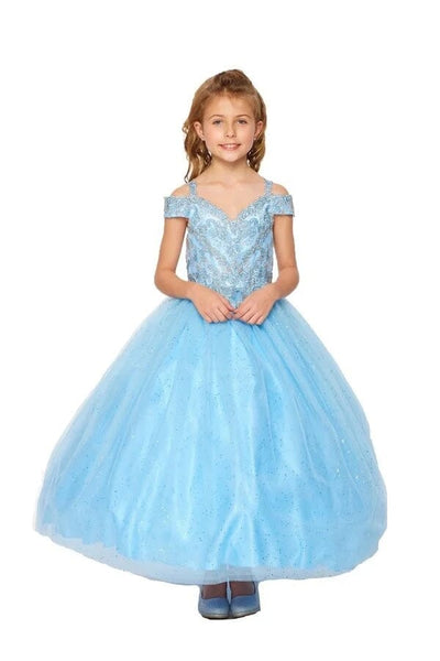Girls Cold Shoulder Ball Gown by Cinderella Couture 8028