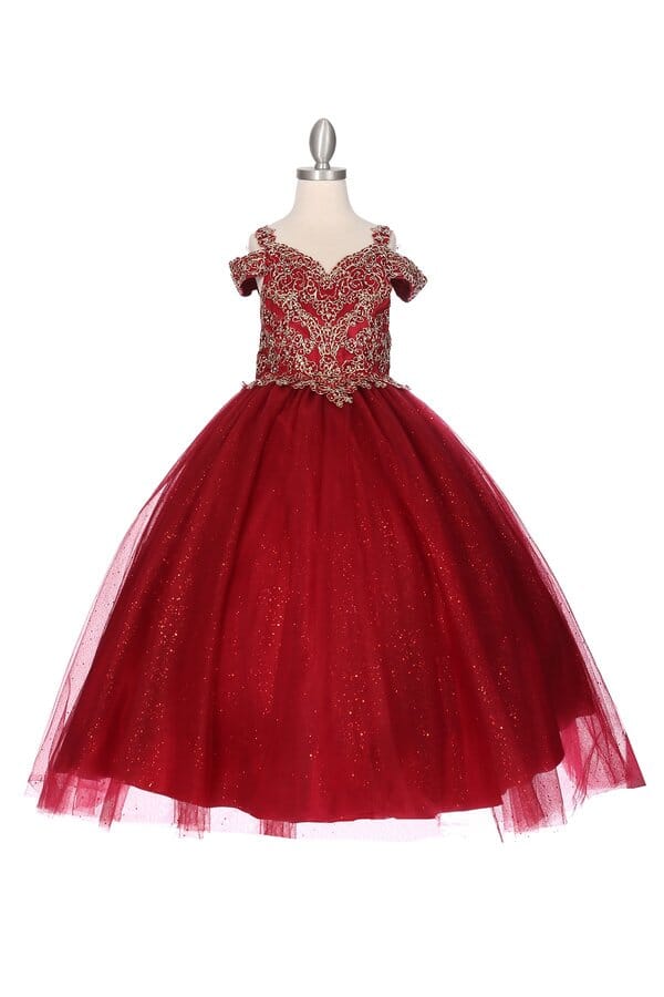 Girls Cold Shoulder Ball Gown by Cinderella Couture 8028