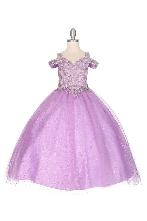 Girls Cold Shoulder Ball Gown by Cinderella Couture 8028