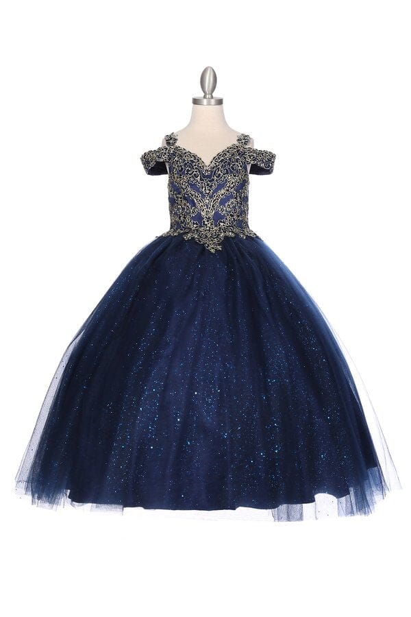 Girls Cold Shoulder Ball Gown by Cinderella Couture 8028